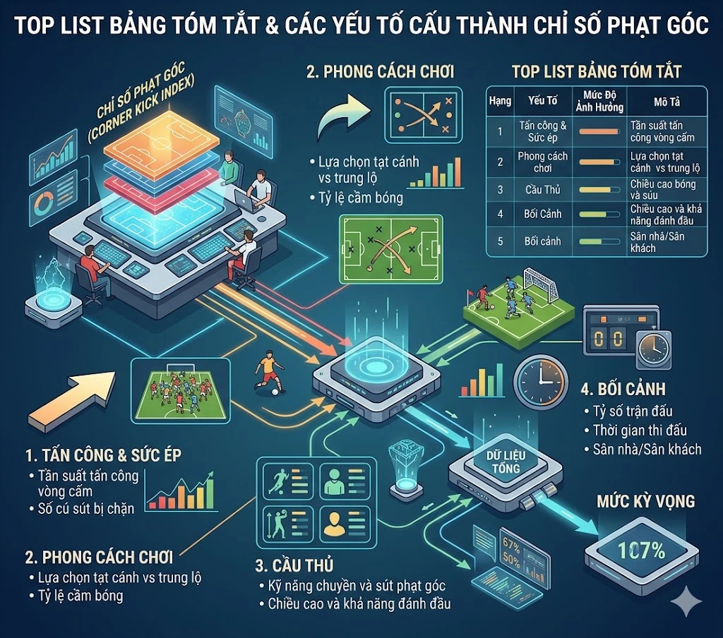 Top List Bảng Tóm Tắt Các Biến Số Tạo Nên Mức Kỳ Vọng Phạt Góc